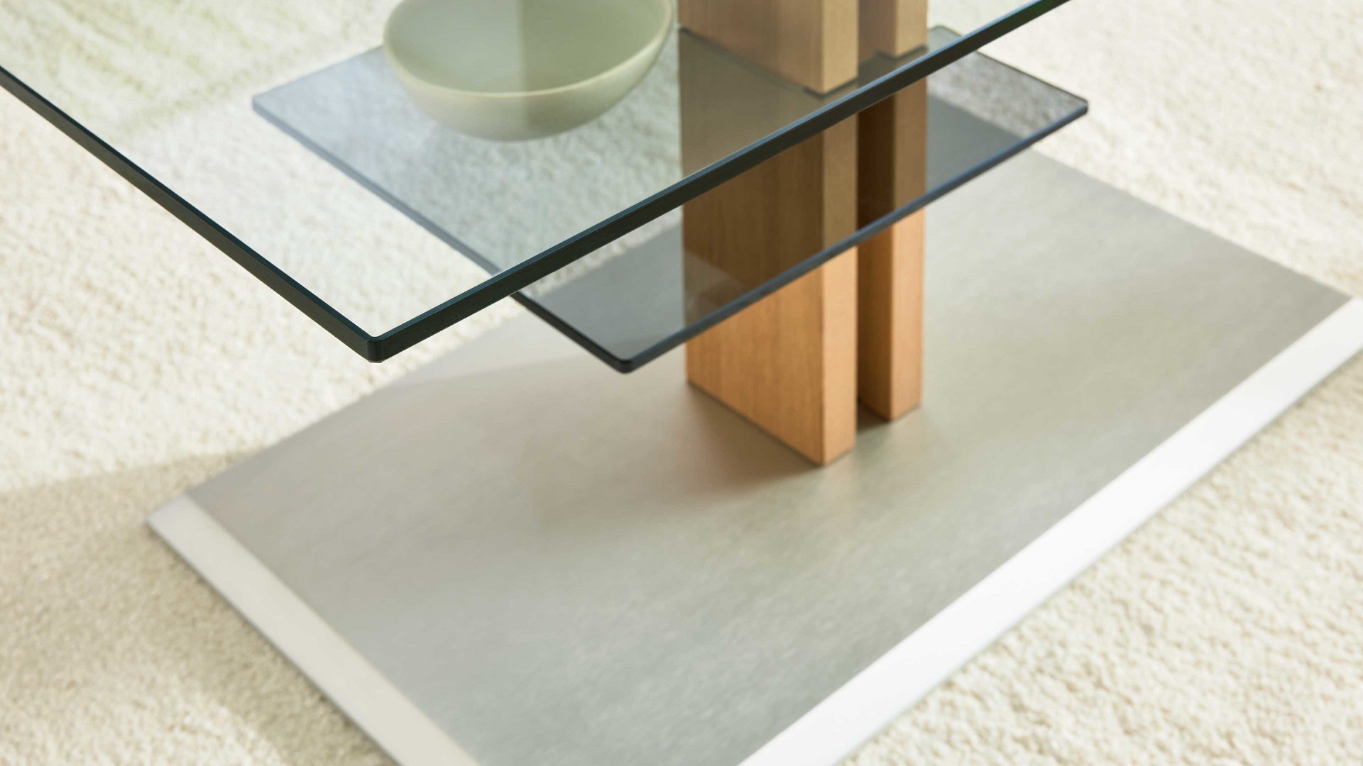 Couchtisch Interliving aus Glas in Transparent Interliving Couchtisch Serie 6212 - Couchtisch GKL-EBI Klarglas & Wildeiche - ca. 100 x 60 cm