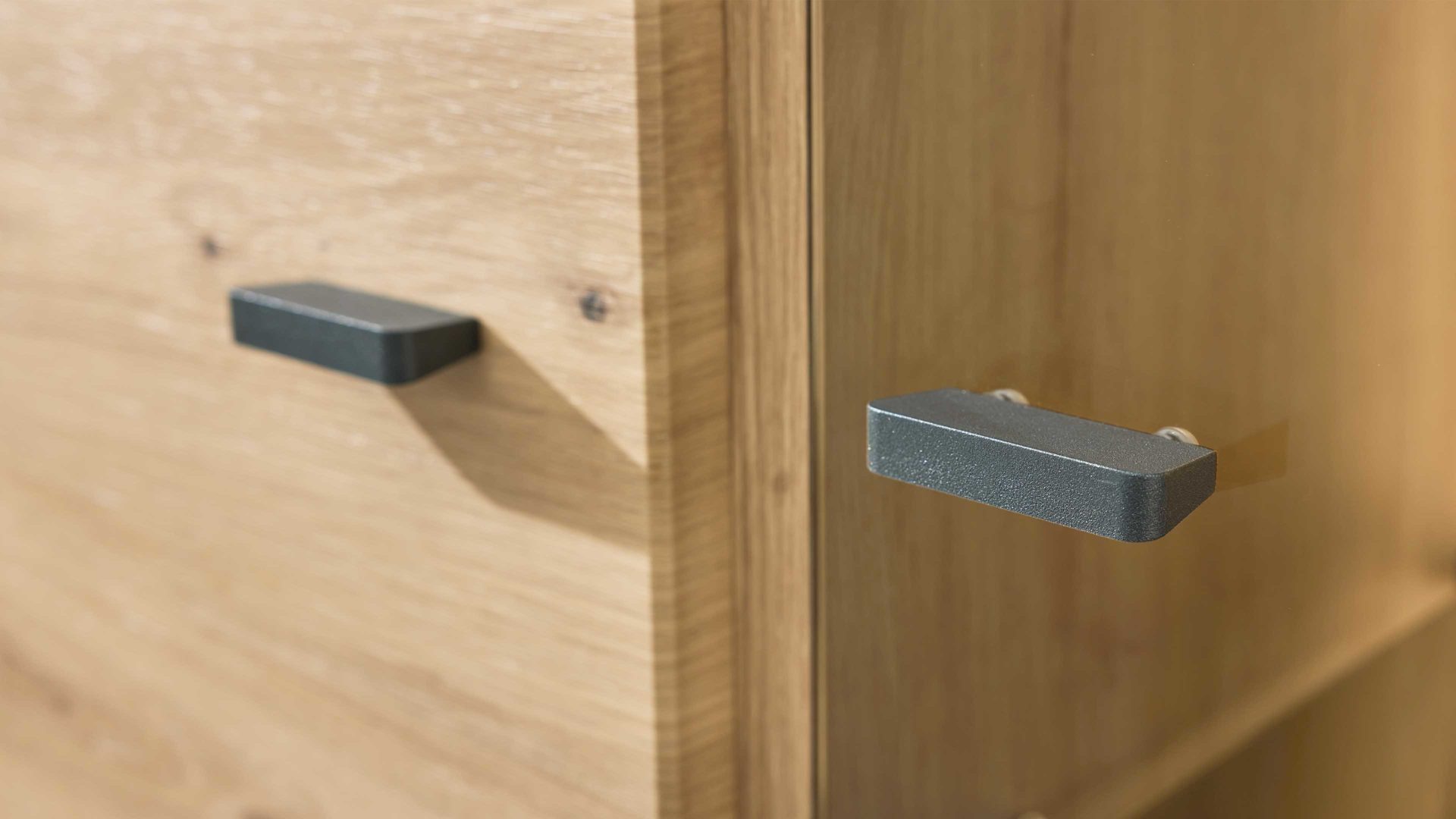 Wohnwand Interliving aus Holz in Holzfarben Interliving Wohnzimmer Serie 2110 - Wohnwand EB33001 Alteiche - fünfteilig, Breite ca. 330 cm