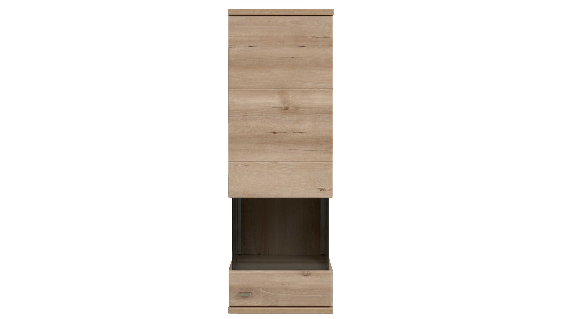 Vitrine Interliving aus Holz in Holzfarben Hell Interliving Wohnzimmer Serie 2110 - Hängevitrine H645.752 Naturbuche - eine Tür, Höhe ca. 130 cm