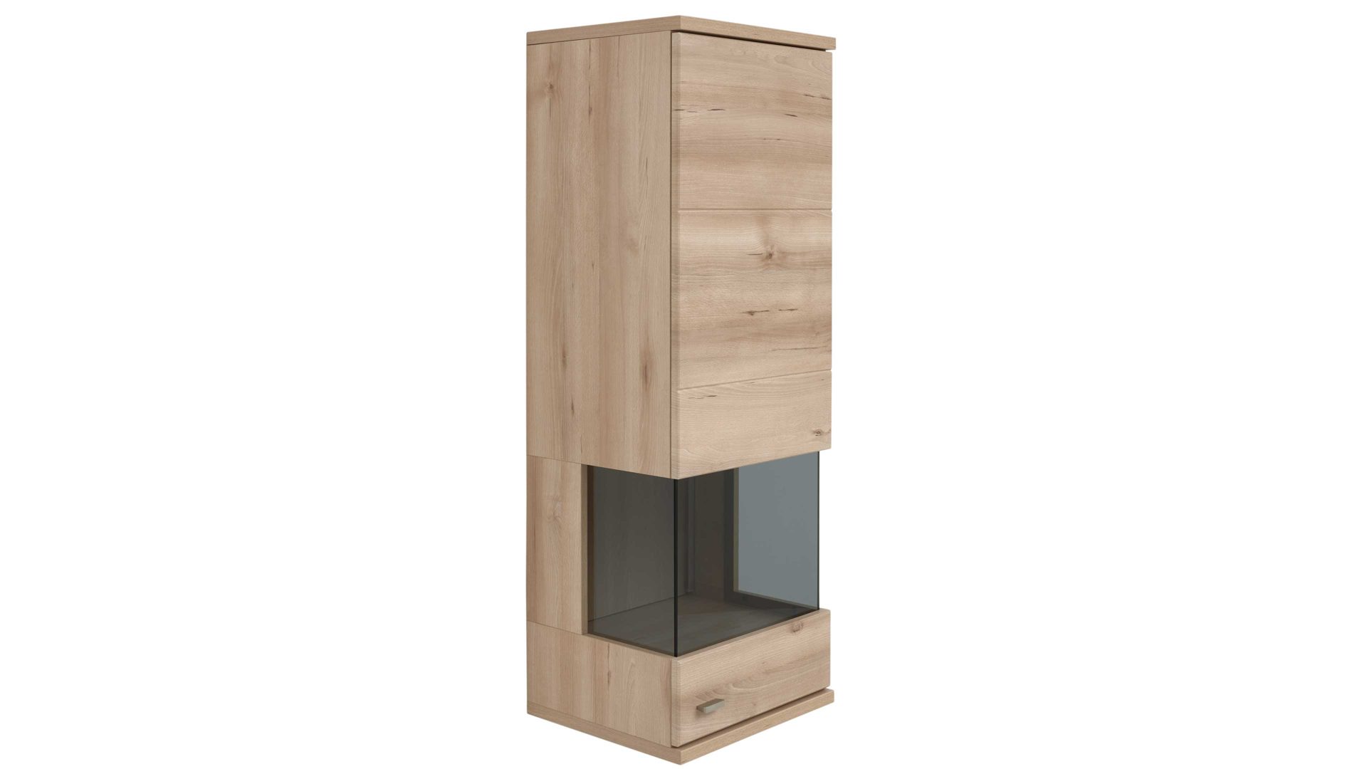 Vitrine Interliving aus Holz in Holzfarben Hell Interliving Wohnzimmer Serie 2110 - Hängevitrine H645.752 Naturbuche - eine Tür, Höhe ca. 130 cm