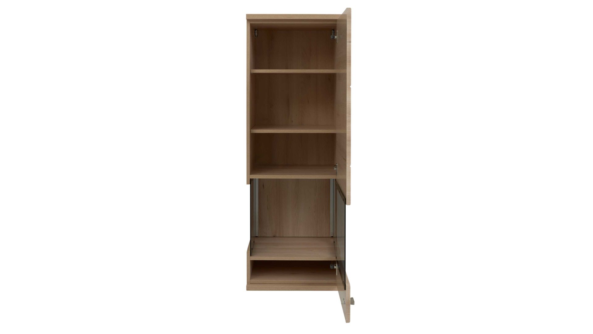 Vitrine Interliving aus Holz in Holzfarben Hell Interliving Wohnzimmer Serie 2110 - Hängevitrine H645.752 Naturbuche - eine Tür, Höhe ca. 130 cm