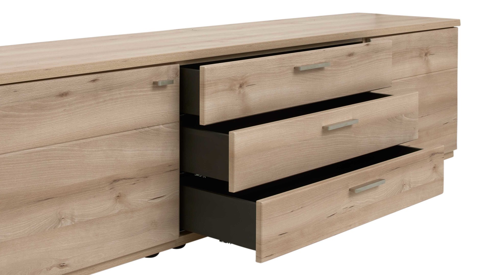 Wohnwand Interliving aus Holz in Holzfarben Hell Interliving Wohnzimmer Serie 2110 - Wohnwand Naturbuche - sechsteilig, Breite ca. 315 cm