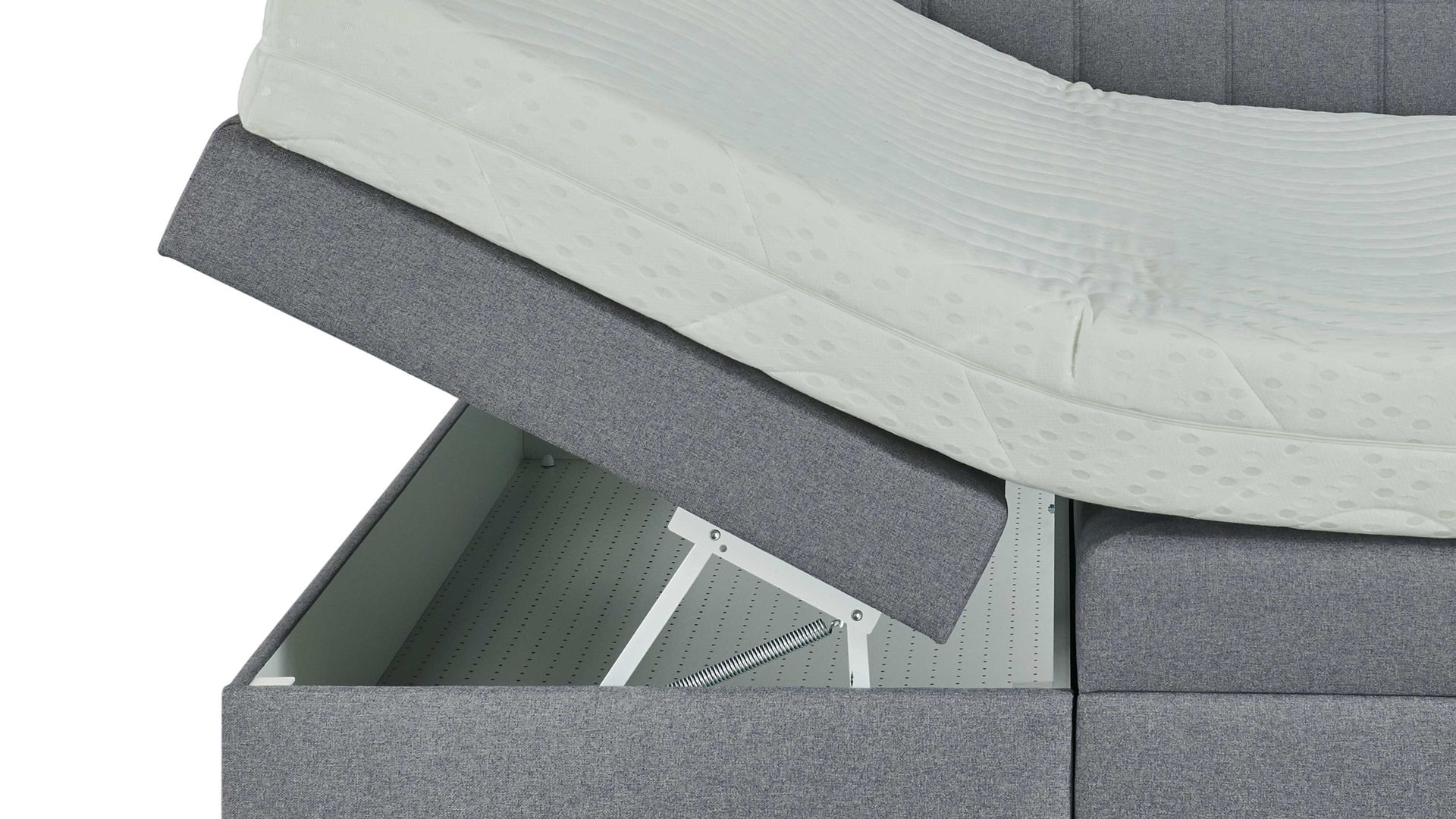 Boxspringbett comfortmaster besser sitzen, liegen, leben aus Stoff in Grau Comfortmaster OC-BX21088 - Boxspringbett mit Bettkasten silbergrauer Bezug Twister silver 281300 - Liegefläche ca. 180 x 200 cm