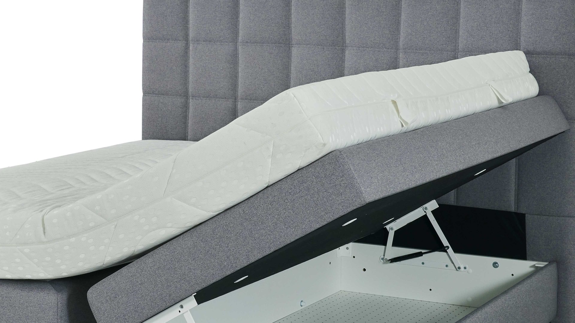 Boxspringbett comfortmaster besser sitzen, liegen, leben aus Stoff in Grau Comfortmaster OC-BX21088 - Boxspringbett mit Bettkasten silbergrauer Bezug Twister silver 281300 - Liegefläche ca. 180 x 200 cm