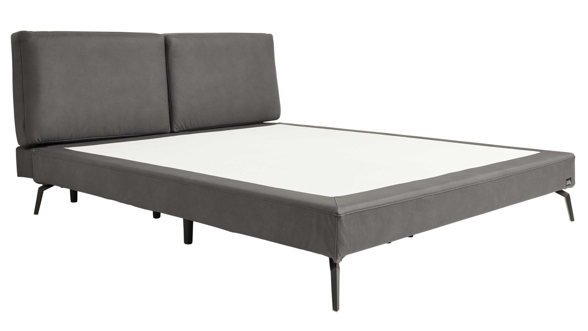 Boxspringbett Interliving aus Stoff in Dunkelgrau Interliving Bettensystem Serie 1416 - Boxspringbett graphitfarbene Mikrofaser Galero Punto 650006 & schwarze Metallfüße – Liegefläche ca. 180 x 200 cm