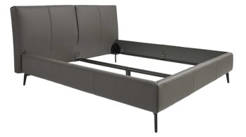 Bettgestell Interliving aus Leder in Grau Interliving Bettensystem Serie 1416 - Polsterbettgestell graues Leder Torro - Liegefläche ca. 180 x 200 cm