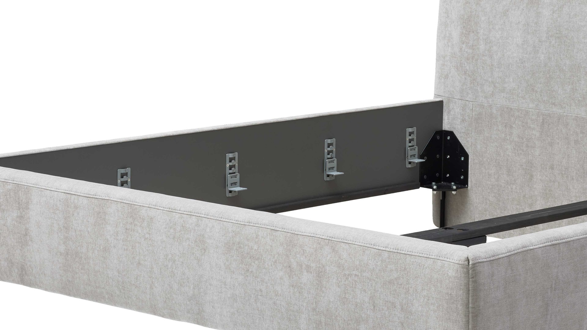 Bettgestell Interliving aus Stoff in Hellgrau Interliving Bettensystem Serie 1416 - Polsterbettgestell silberfarbener Bezug Balu 331002 - Liegefläche ca. 180 x 200 cm