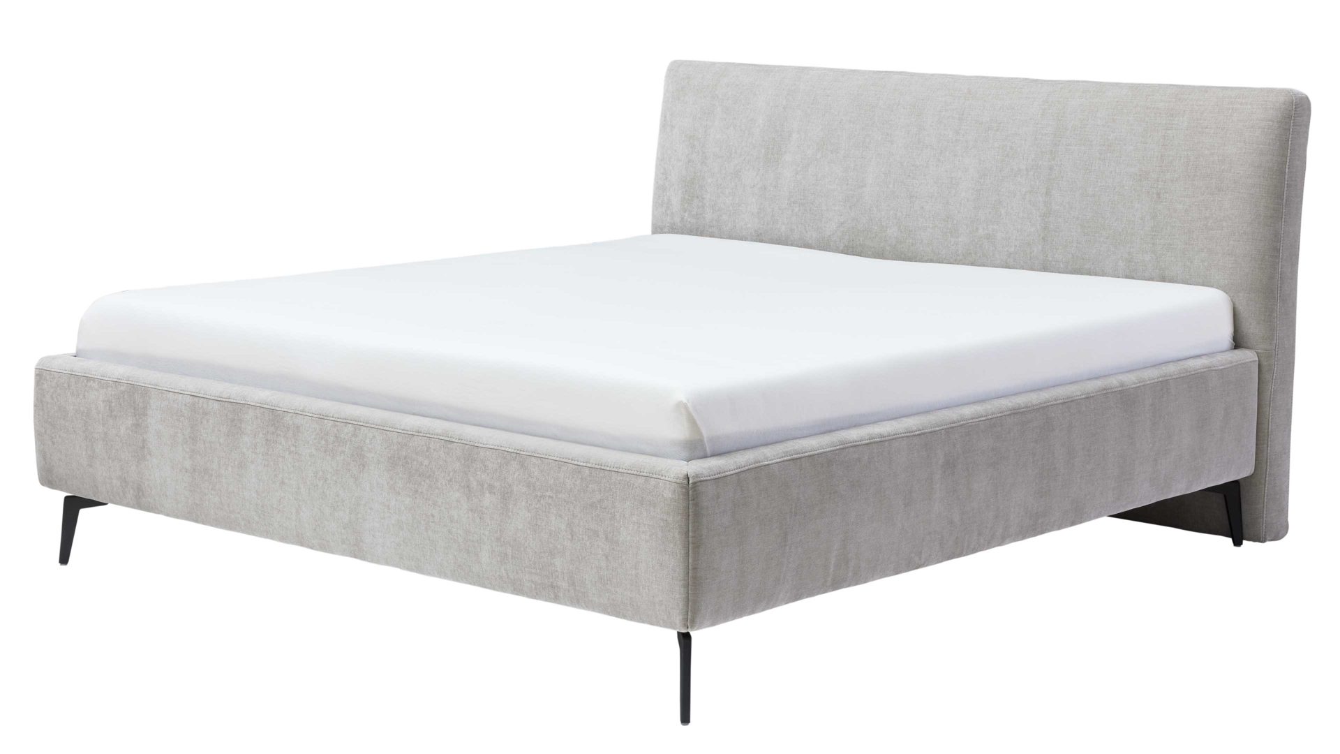 Bettgestell Interliving aus Stoff in Hellgrau Interliving Bettensystem Serie 1416 - Polsterbettgestell silberfarbener Bezug Balu 331002 - Liegefläche ca. 180 x 200 cm