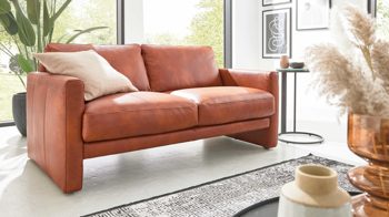Zweisitzer Interliving aus Leder in Orange Interliving Sofa Serie 4004 - Zweisitzer cognacfarbenes LongLife-Leder Z75-50 - Länge ca. 160 cm