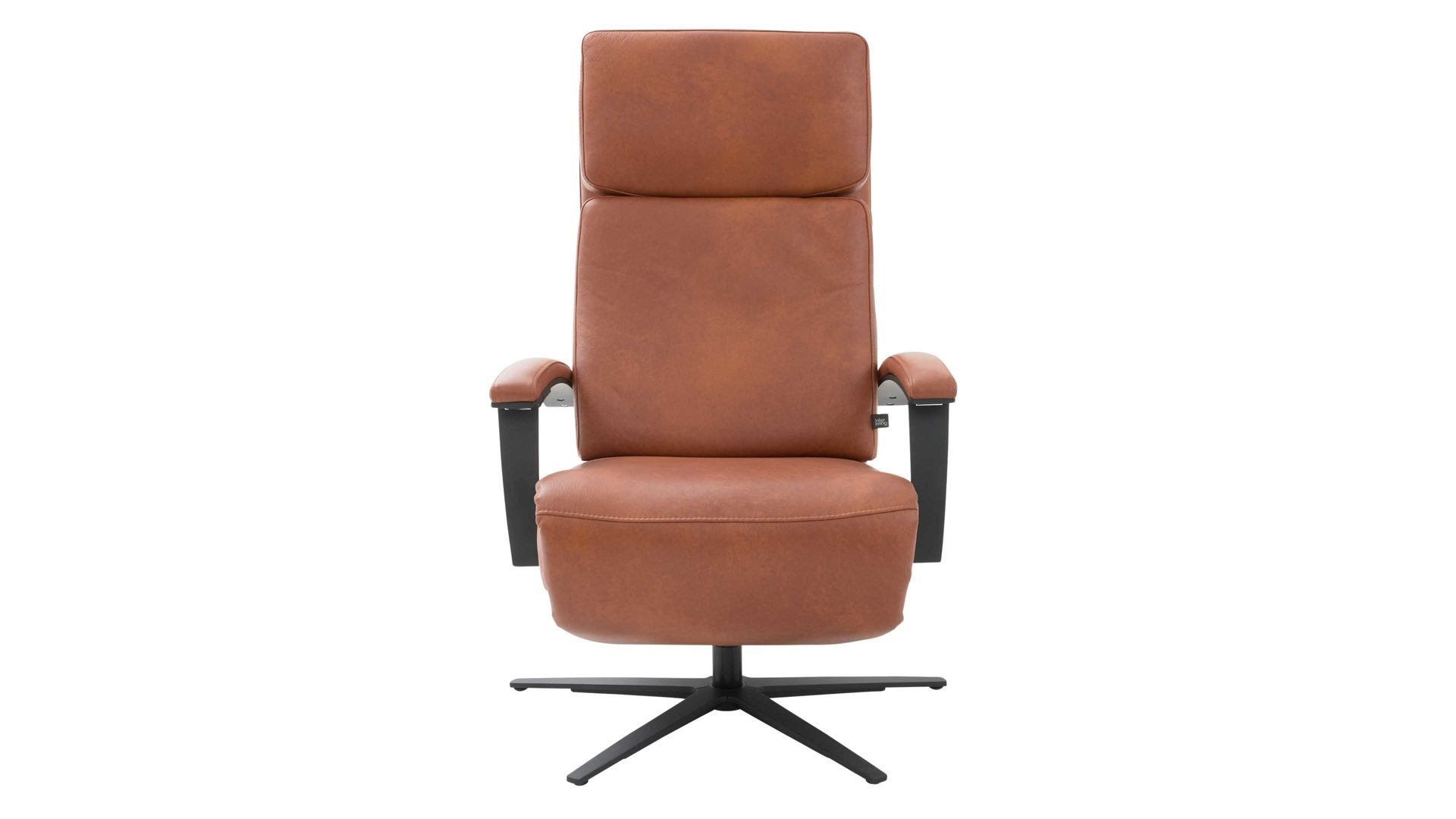 Relaxsessel Interliving aus Leder in Hellbraun Interliving Sofa Serie 4541 – Relaxsessel C manuell - cognacfarbenes LongLife-Leder Cloudy & Sternfuß V4S