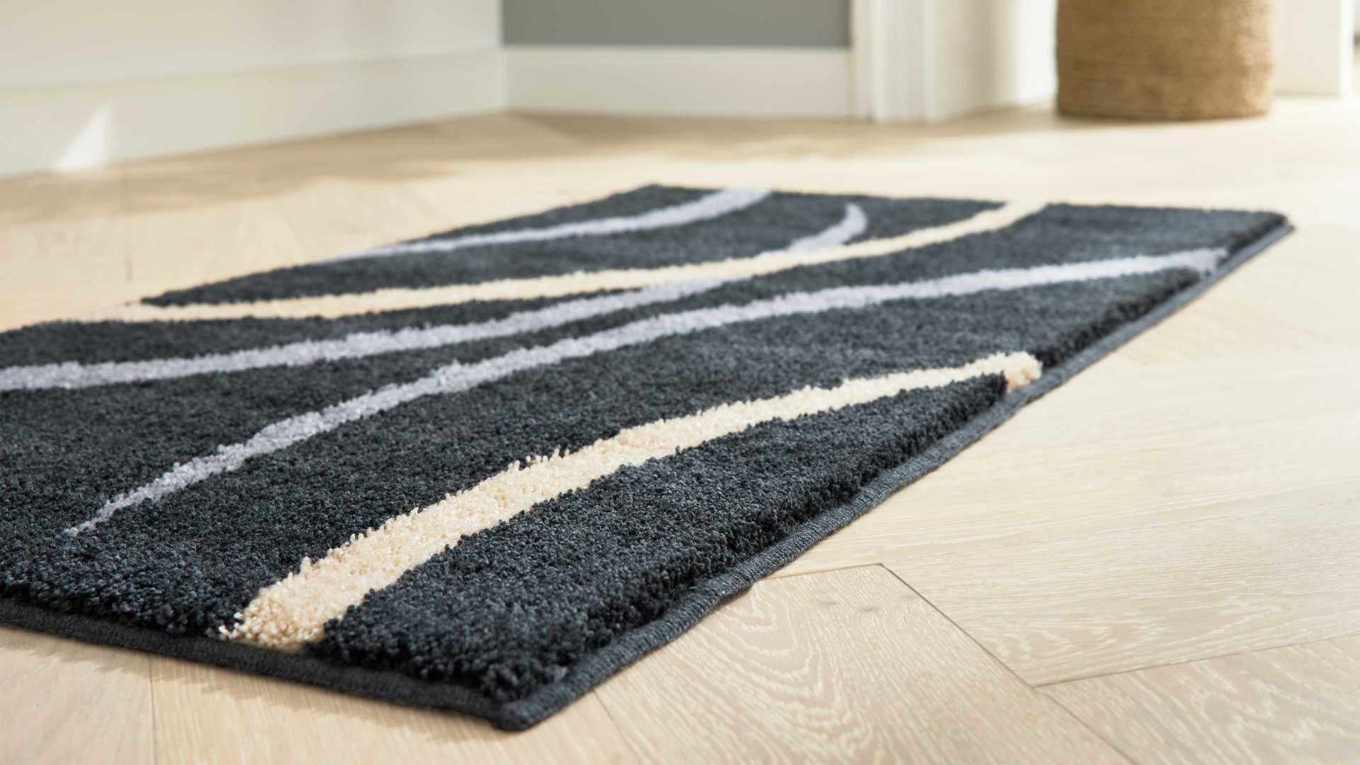 Badematte / Badeteppich Interliving aus Kunstfaser in Anthrazit Interliving Badteppich Serie 9111 anthrazitfarben gemustert - ca. 65 x 115 cm