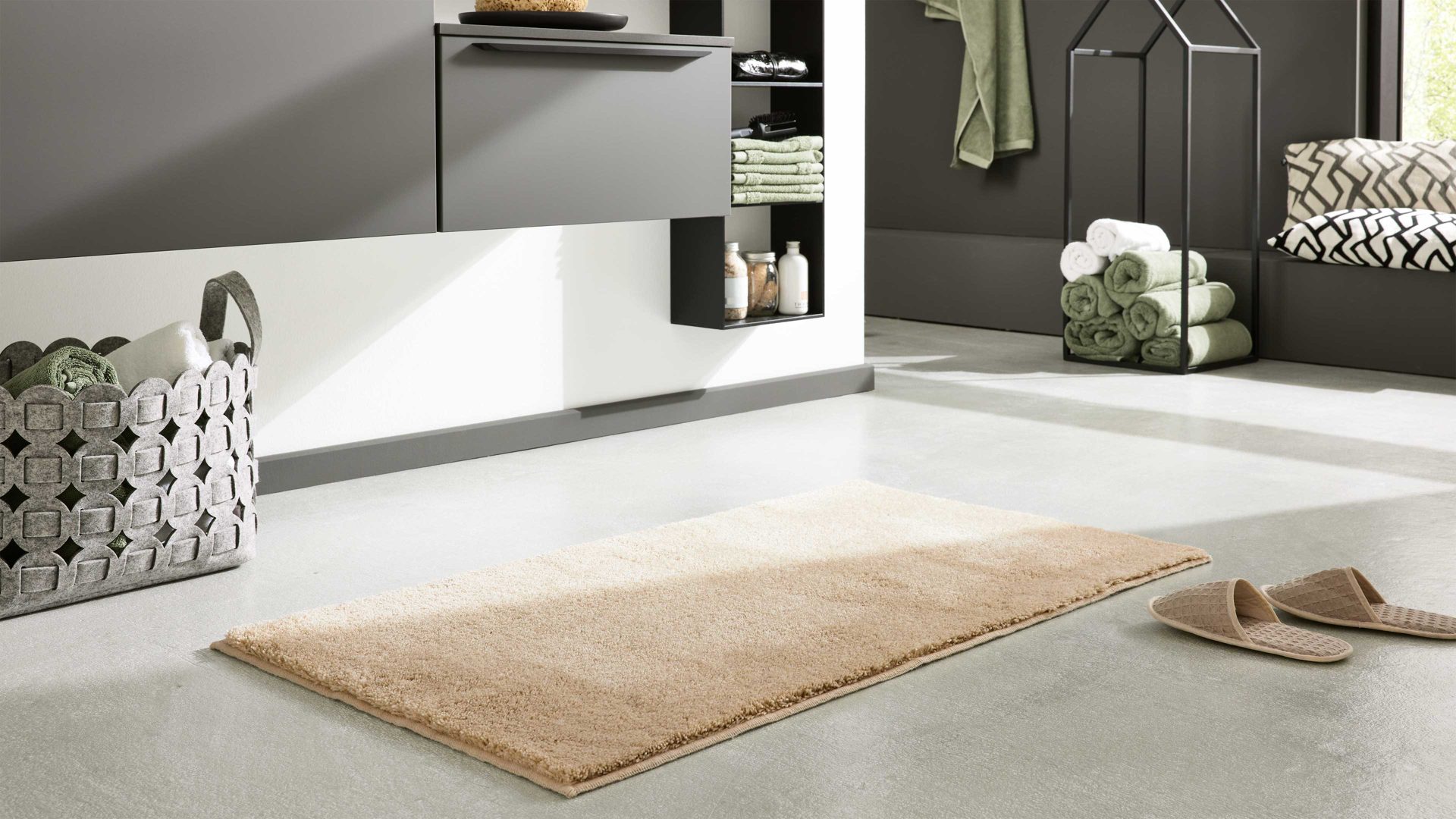 Badematte / Badeteppich Interliving aus Kunstfaser in Beige Interliving Badteppich Serie 9112 Beige - ca. 50 x 60 cm