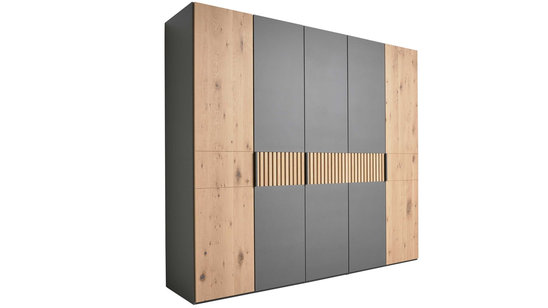 Komplettzimmer Interliving aus Holz in Holzfarben Interliving Schlafzimmer Serie 1029 – Komplettzimmer 528002 Wildeiche & Graphit - vierteilig, fünftürig