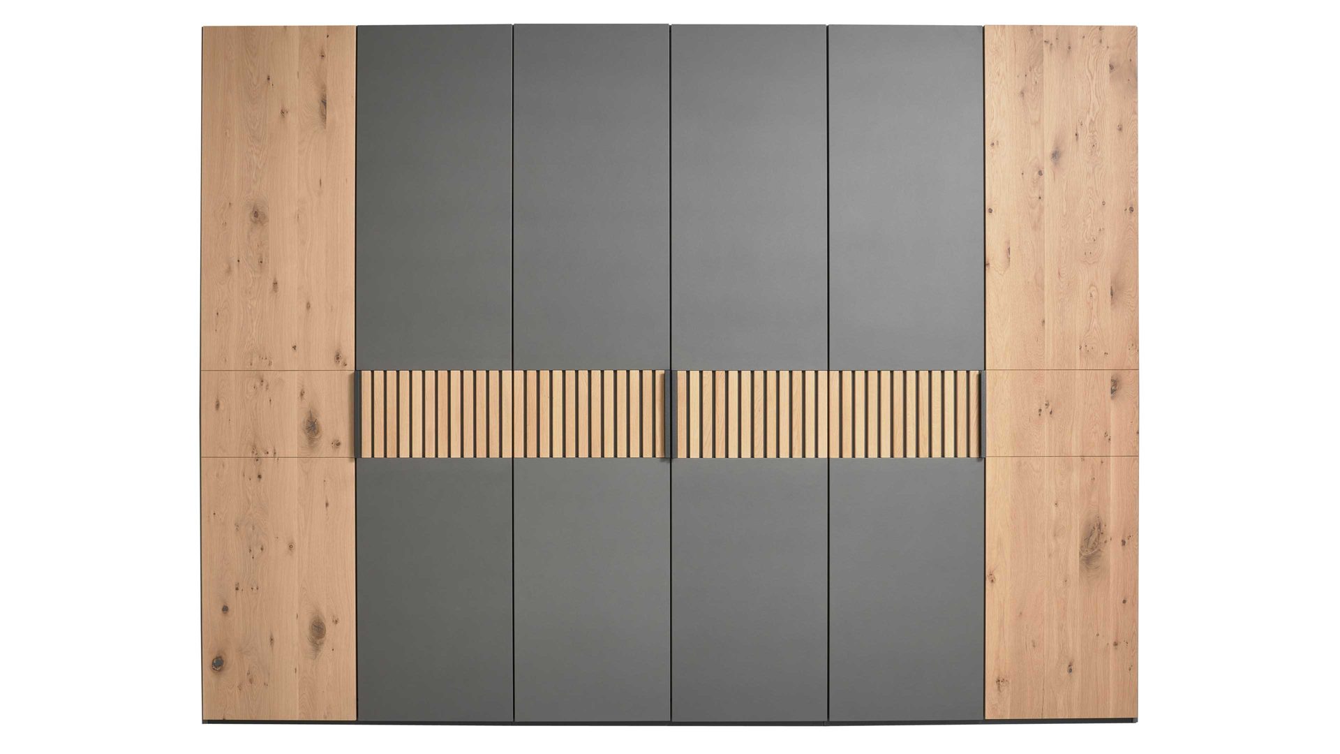 Kleiderschrank Interliving aus Holz in Holzfarben Interliving Schlafzimmer Serie 1029 – Kleiderschrank 528064 Wildeiche & Graphit - sechstürig, Breite ca. 299 cm