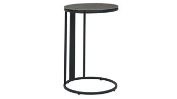 Beistelltisch Interliving aus Keramik in Grau Interliving Couchtisch Serie 6220 - Beistelltisch zementgraue Keramik & schwarzer Stahl  - Durchmesser ca. 40 cm