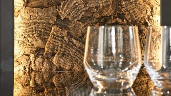 Wohnwand Interliving aus Holz in Holzfarben Interliving Wohnzimmer Serie 2025 - Wohnwand Wildeiche, Anthrazit & Kork - vierteilig, Breite ca. 325 cm