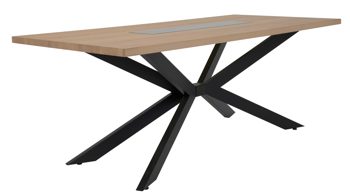 Esstisch Interliving aus Holz in Holzfarben Interliving Wohnzimmer Serie 2025 - Esstisch Wildeiche, Anthrazit & Kork - ca. 200 x 95 cm