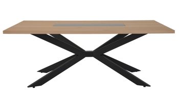 Esstisch Interliving aus Holz in Holzfarben Interliving Wohnzimmer Serie 2025 - Esstisch 01 Wildeiche, Anthrazit & Kork - ca. 200 x 95 cm