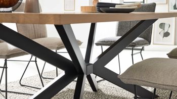 Esstisch Interliving aus Holz in Holzfarben Interliving Wohnzimmer Serie 2025 - Esstisch 01 Wildeiche, Anthrazit & Kork - ca. 200 x 95 cm