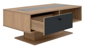 Couchtisch Interliving aus Holz in Holzfarben Interliving Wohnzimmer Serie 2025 - Couchtisch 02 Wildeiche, Anthrazit & Kork - ca. 115 x 65 cm