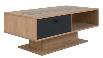 Couchtisch Interliving aus Holz in Holzfarben Interliving Wohnzimmer Serie 2025 - Couchtisch 02 Wildeiche, Anthrazit & Kork - ca. 115 x 65 cm