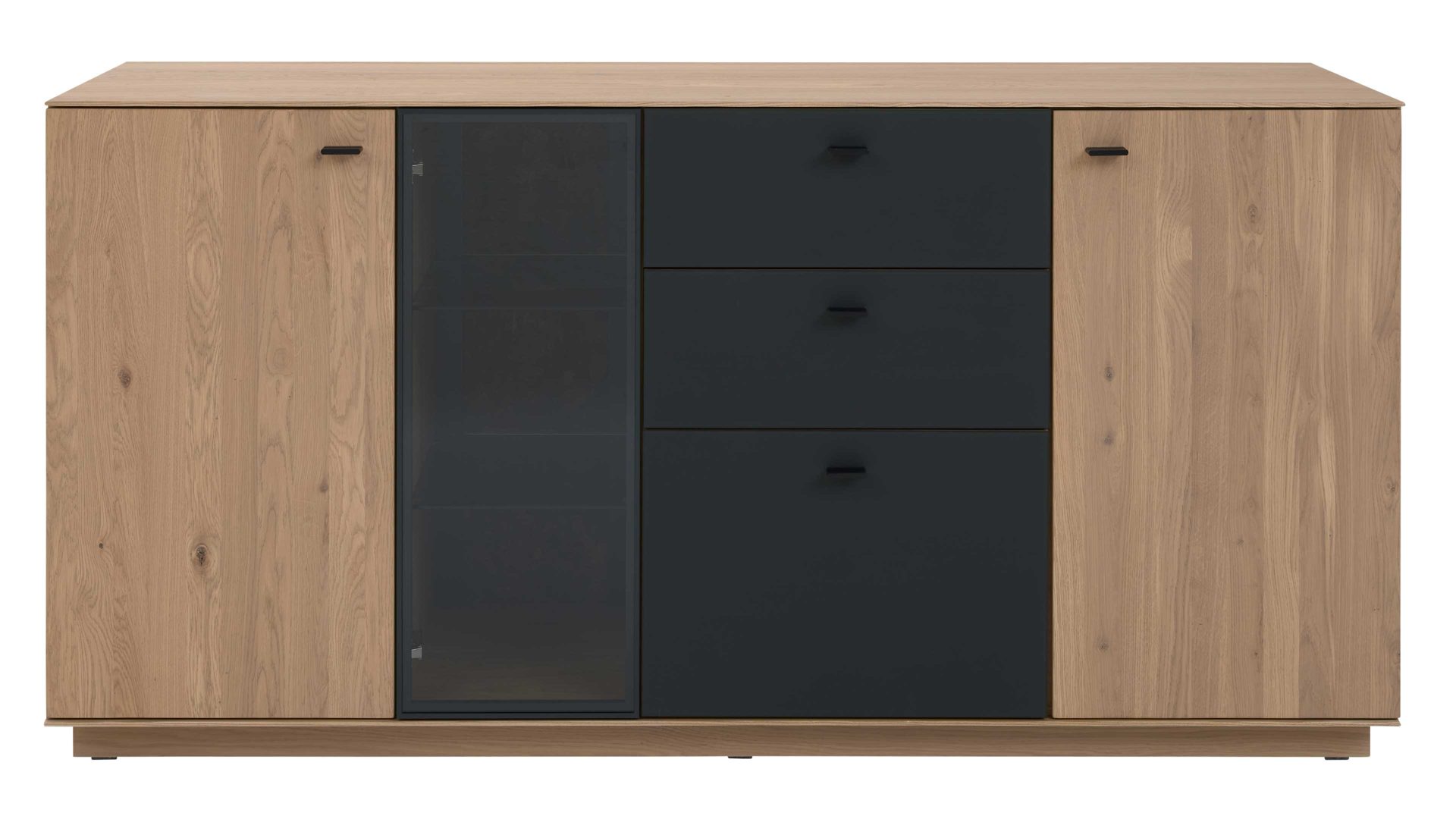 Sideboard Interliving aus Holz in Holzfarben Interliving Wohnzimmer Serie 2025 - Sideboard 20 Wildeiche, Anthrazit & Kork - vier Türen, zwei Schubladen, Breite ca. 175 cm