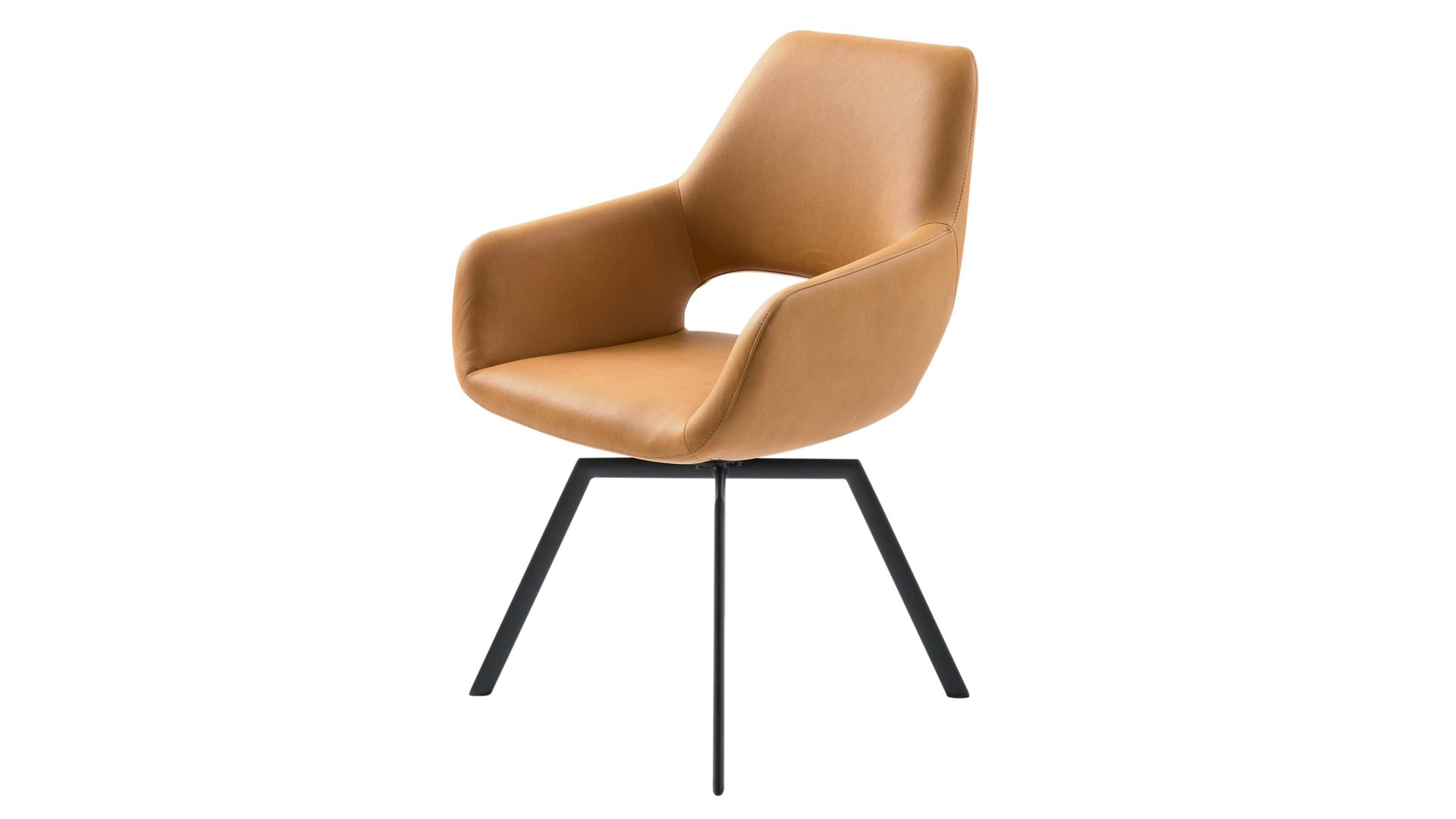 Polsterstuhl Interliving aus Kunstfaser in Orange Interliving Esszimmer Serie 5112 - Schalenstuhl V232 kurkumafarbene Mikrofaser Gavin A3 & anthrazitfarbenes Metall