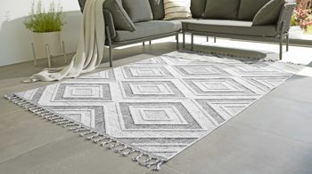 Outdoor-Teppich Interliving aus Kunstfaser in Grau Interliving Teppich Serie G-8010 - Outdoor-Teppich graues Rautenmuster - ca. 80 x 150 cm