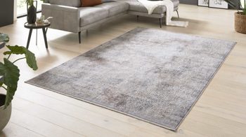 Webteppich Interliving aus Mischgewebe in Dunkelgrau Interliving Teppich Serie G-8050 graubraunes Vintagemuster - ca. 80 x 150 cm