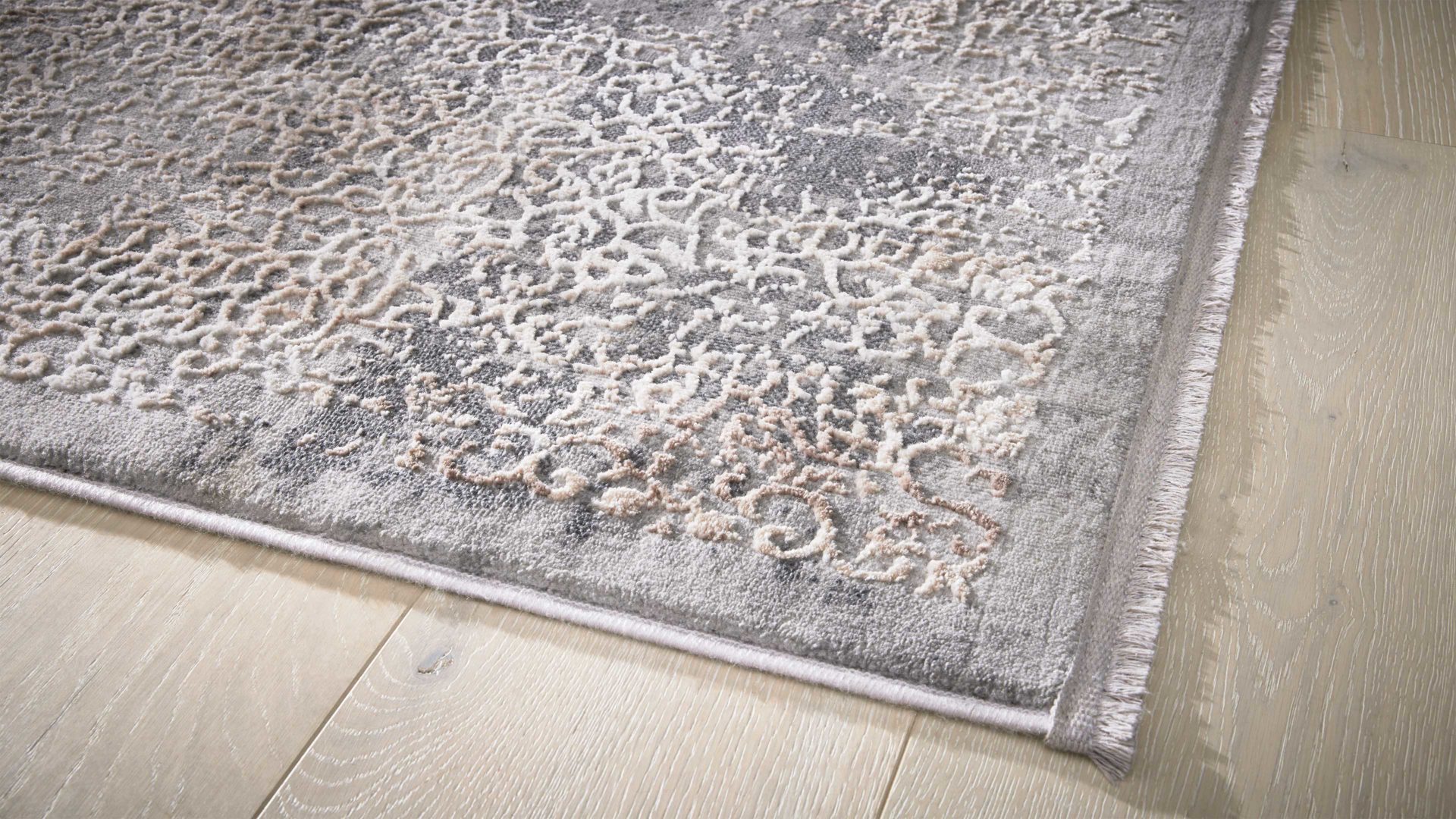 Webteppich Interliving aus Mischgewebe in Dunkelgrau Interliving Teppich Serie G-8050 graubraunes Vintagemuster - ca. 200 x 290 cm