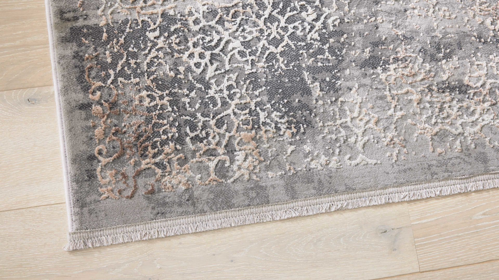 Webteppich Interliving aus Mischgewebe in Dunkelgrau Interliving Teppich Serie G-8050 graubraunes Vintagemuster - ca. 160 x 230 cm