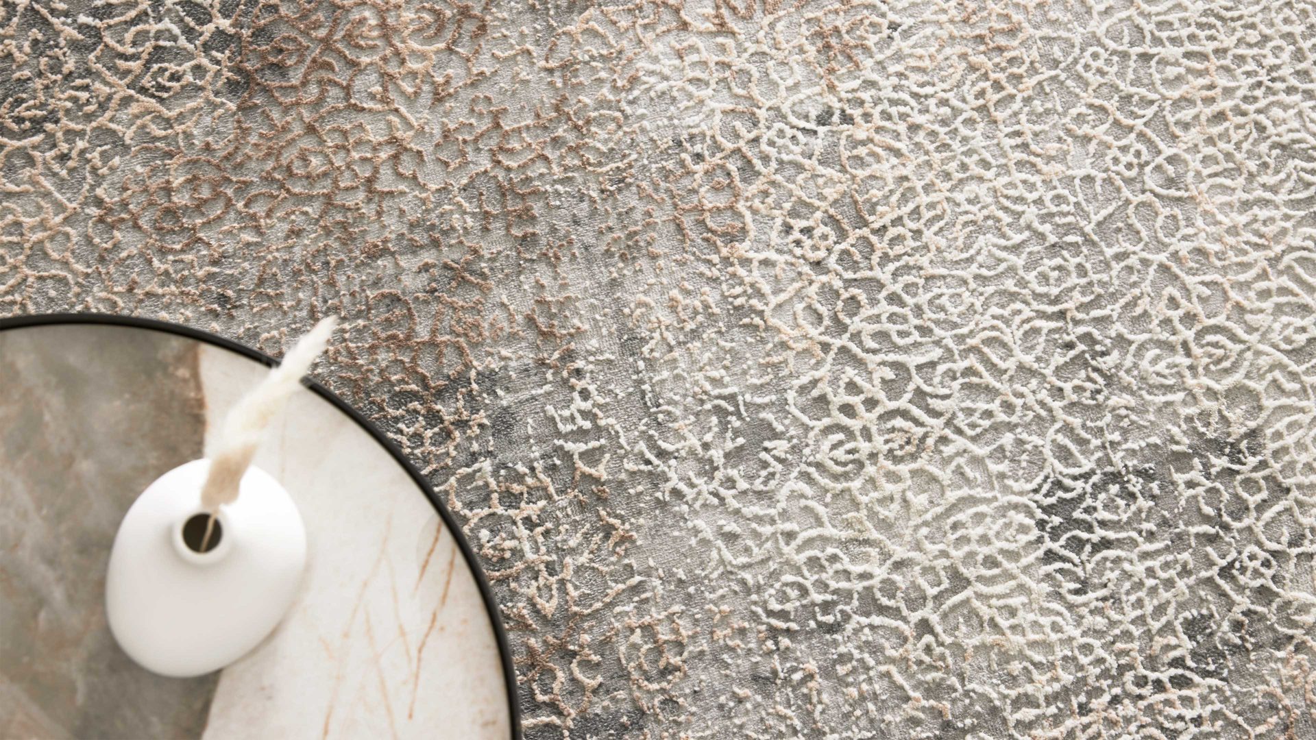 Webteppich Interliving aus Mischgewebe in Dunkelgrau Interliving Teppich Serie G-8050 graubraunes Vintagemuster - ca. 160 x 230 cm