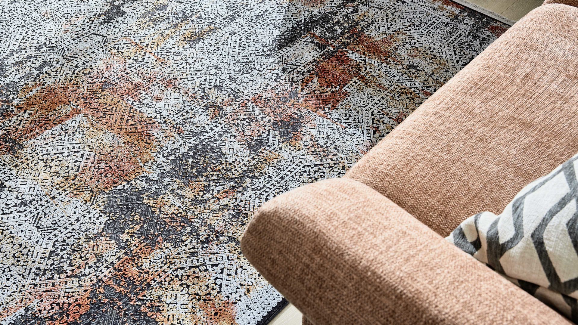 Webteppich Interliving aus Mischgewebe in Mehrfarbig Interliving Teppich Serie G-8060 mehrfarbiges Vintagemuster - ca. 67 x 130 cm