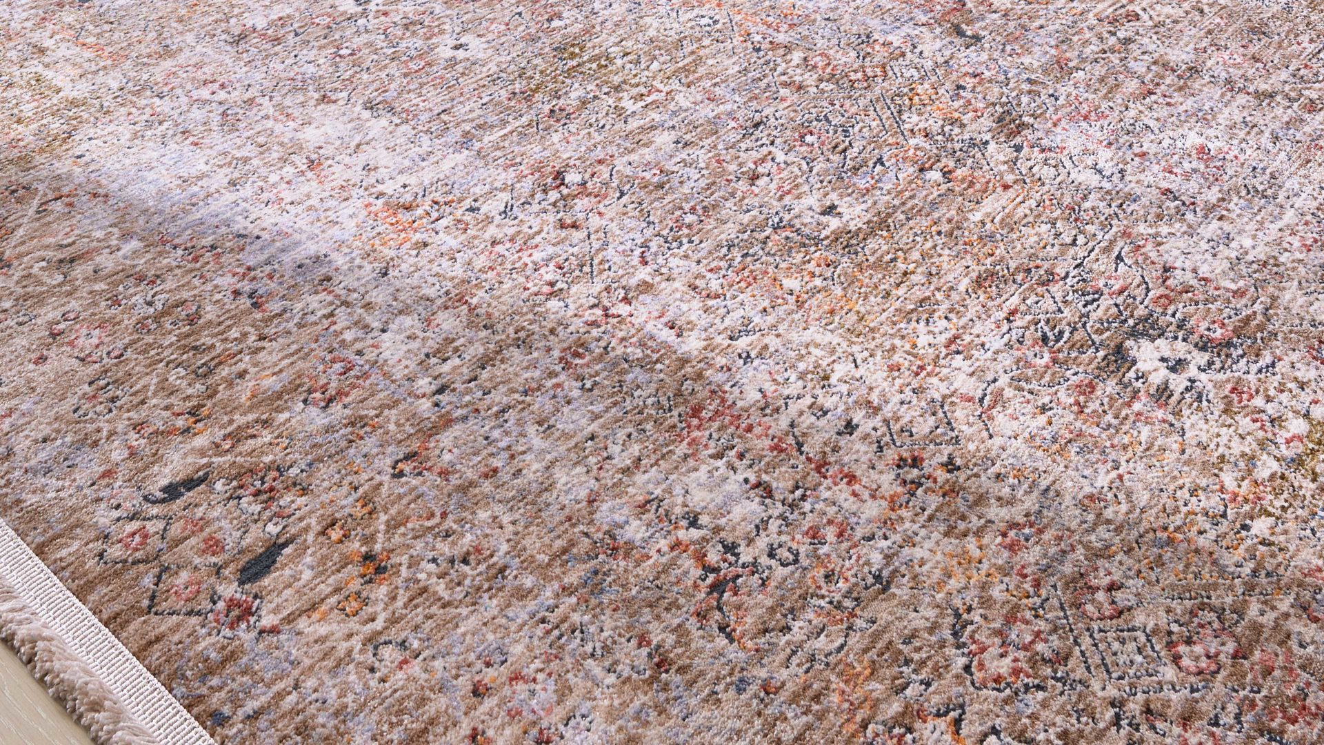 Webteppich Interliving aus Kunstfaser in Beige Interliving Teppich Serie G-8070 beige gemustertes Vintagemuster - ca. 67 x 130 cm