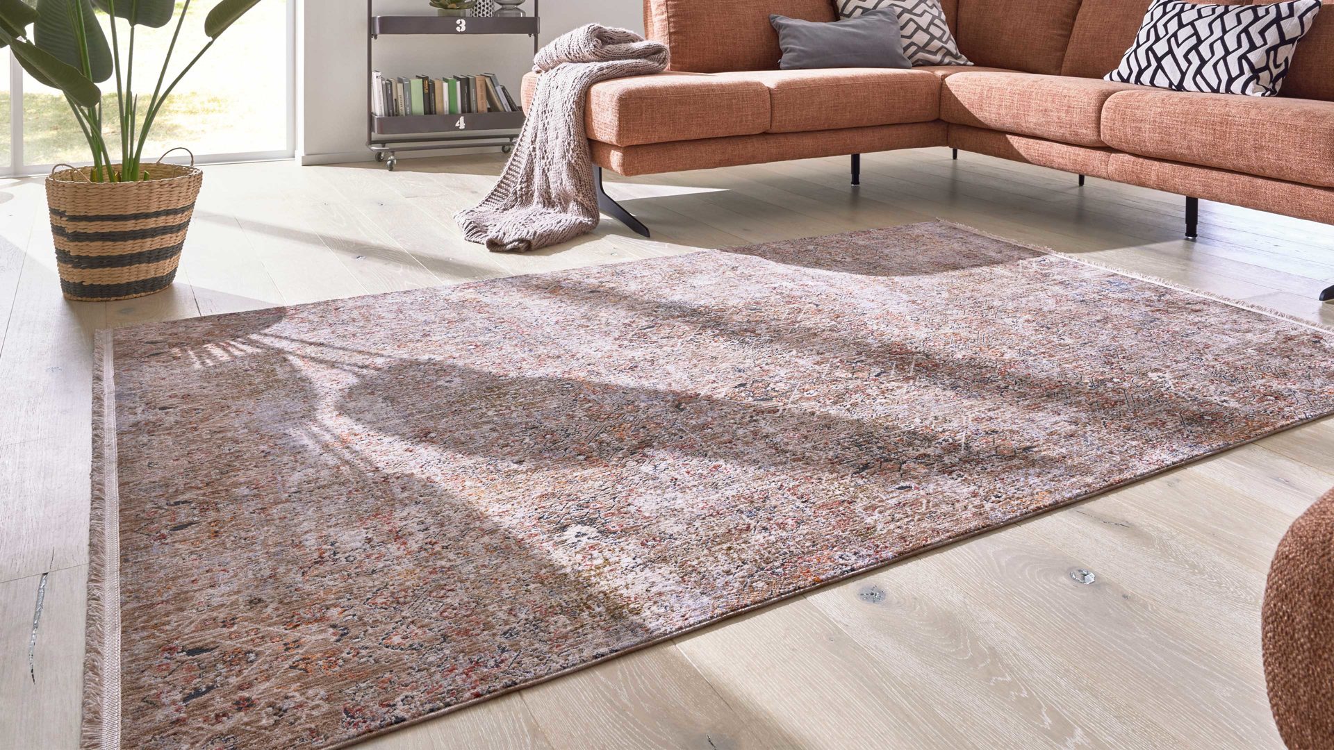 Webteppich Interliving aus Kunstfaser in Beige Interliving Teppich Serie G-8070 beige gemustertes Vintagemuster - ca. 67 x 130 cm