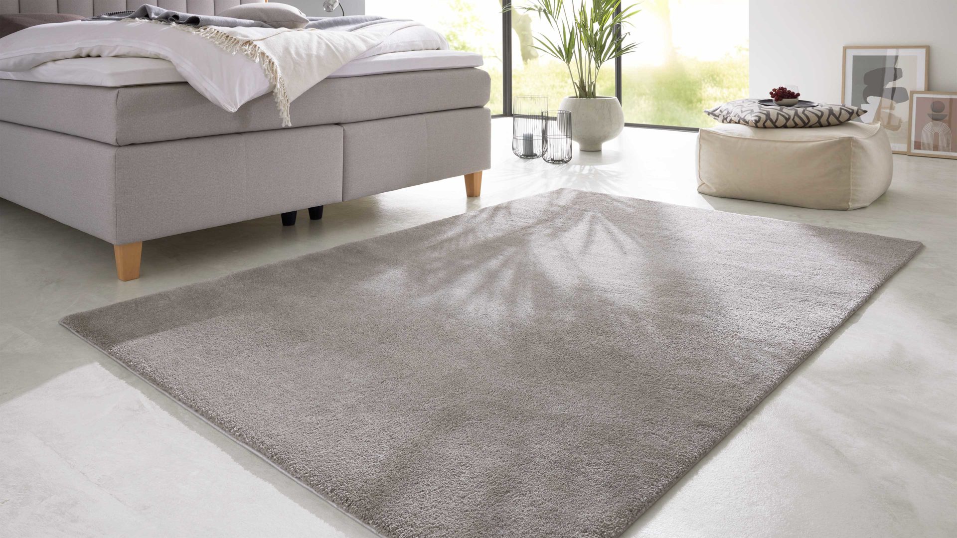 Webteppich Interliving aus Kunstfaser in Hellgrau Interliving Teppich Serie G-8080 Hellgrau - ca. 80 x 150 cm