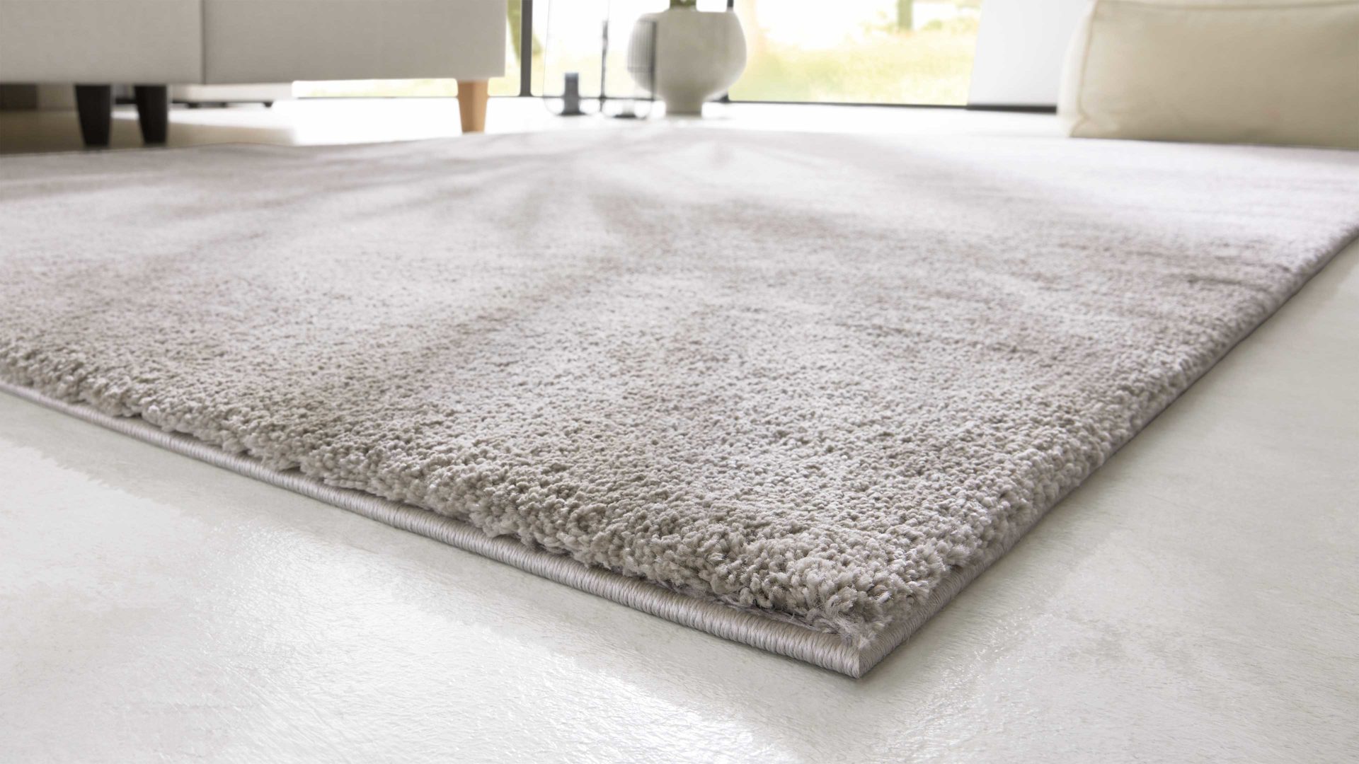 Webteppich Interliving aus Kunstfaser in Hellgrau Interliving Teppich Serie G-8080 Hellgrau - ca. 67 x 130 cm