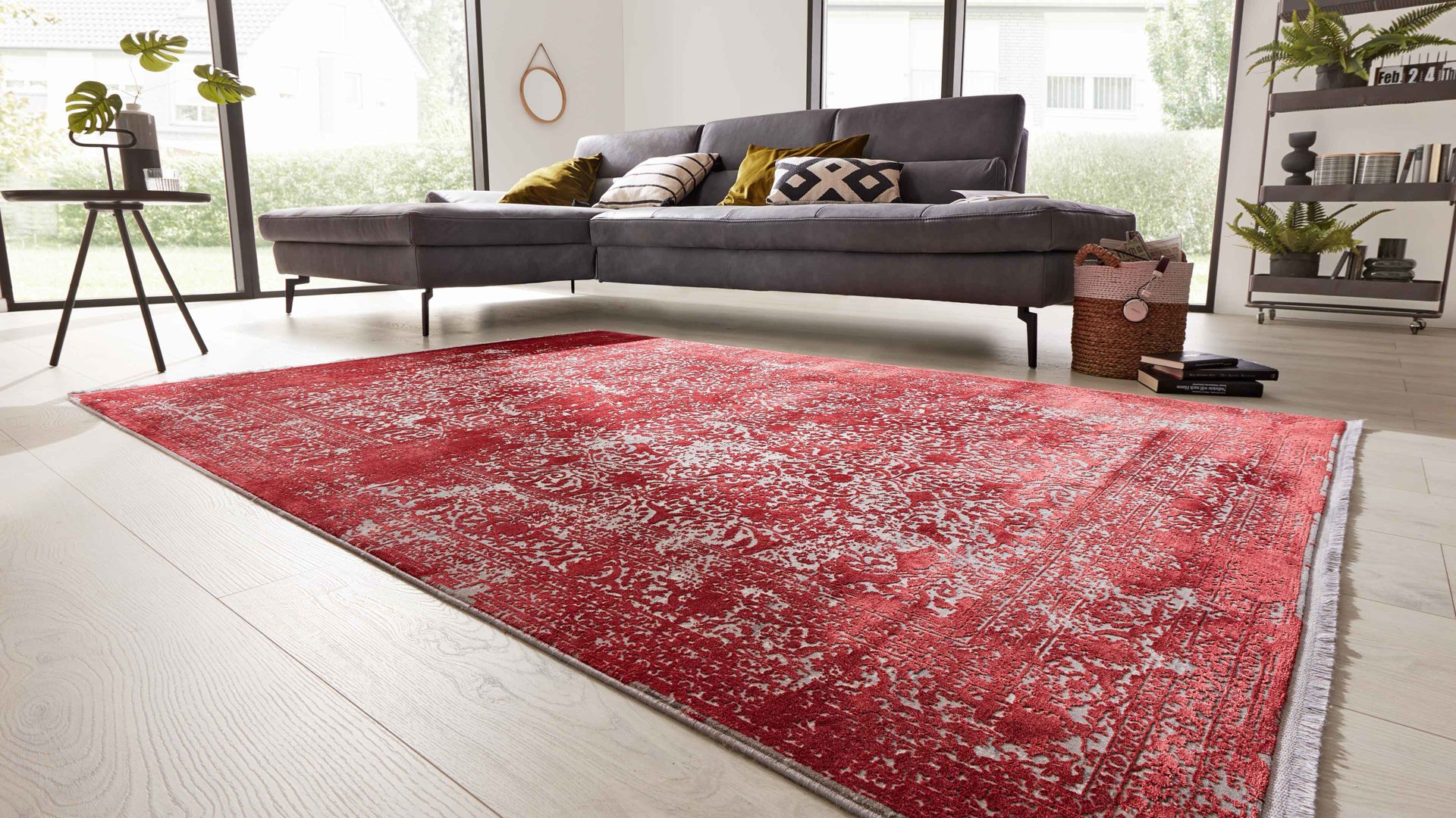 Webteppich Interliving aus Mischgewebe in Rot Interliving Teppich Serie L-8710 Rot – ca. 120 x 170 cm