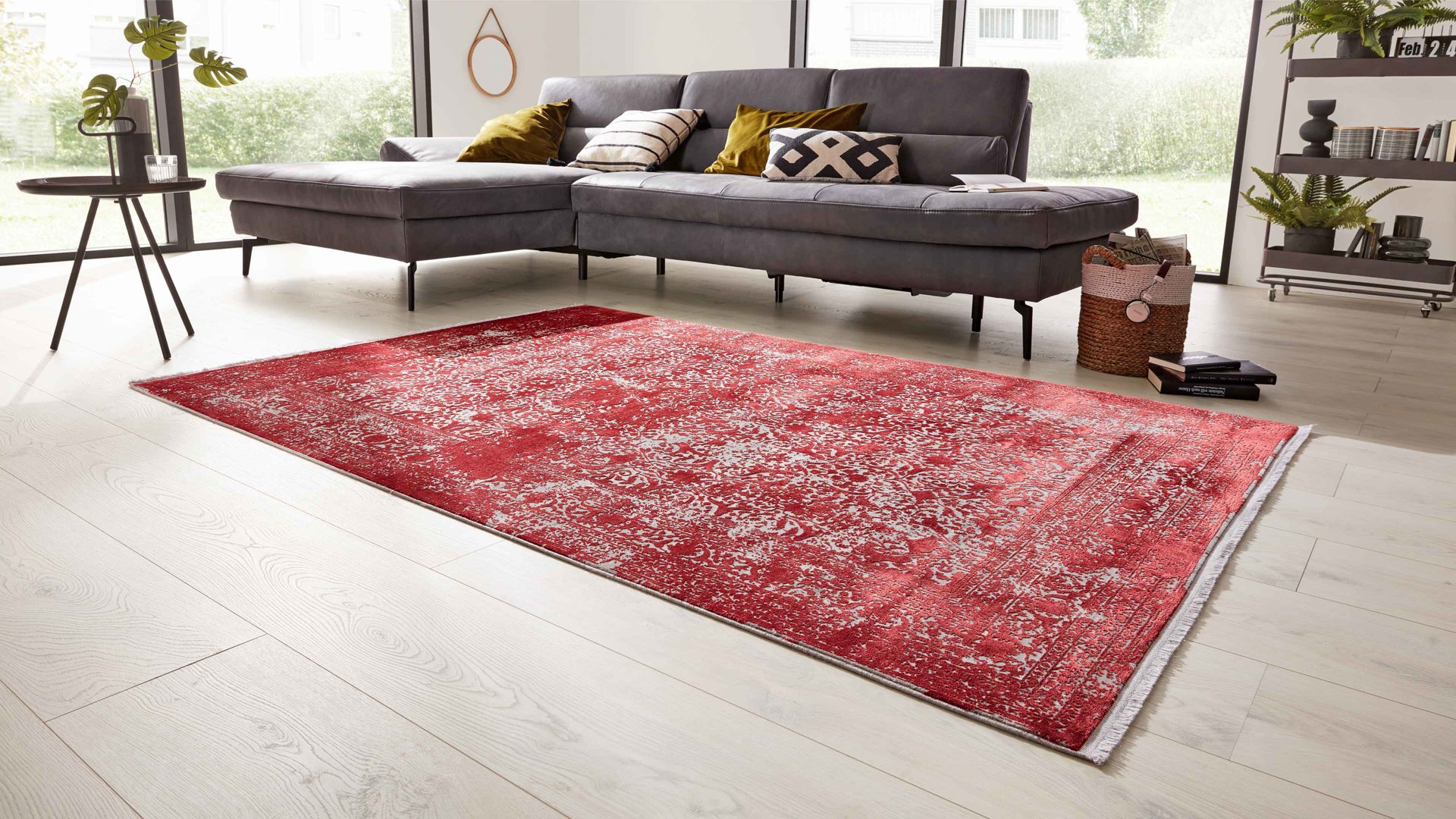 Webteppich Interliving aus Mischgewebe in Rot Interliving Teppich Serie L-8710 Rot – ca. 80 x 150 cm