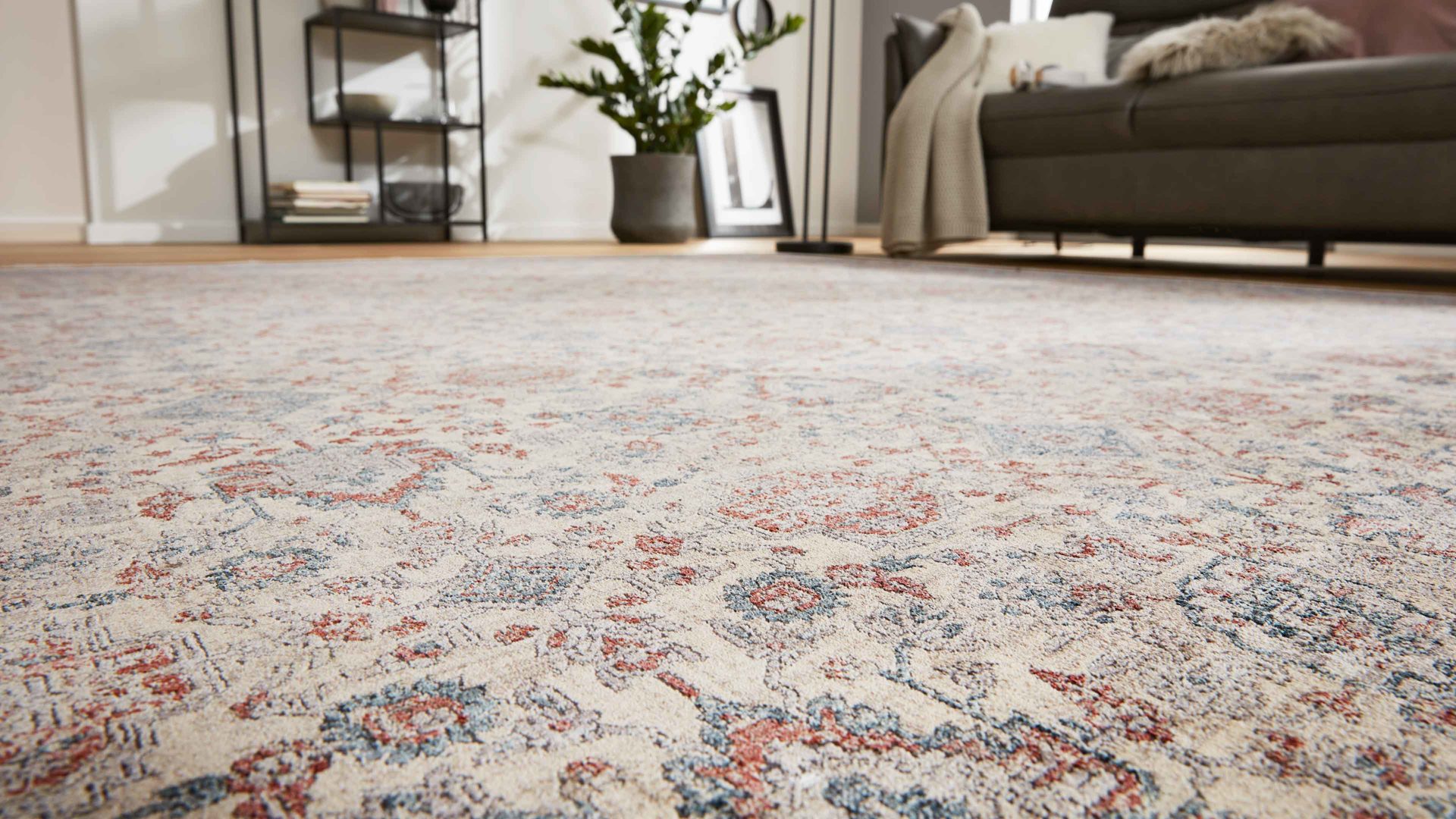 Webteppich Interliving aus Kunstfaser in Blau Interliving Teppich Serie L-8720 Creme-Blau – ca. 160 x 230 cm