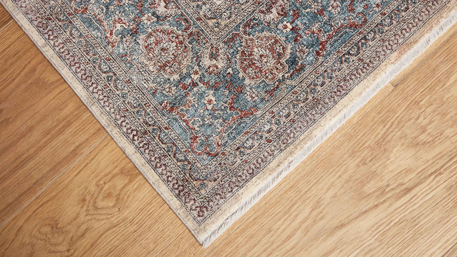 Webteppich Interliving aus Kunstfaser in Blau Interliving Teppich Serie L-8720 Creme-Blau – ca. 67 x 130 cm