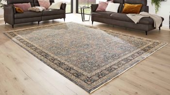 Webteppich Interliving aus Kunstfaser in Blau Interliving Teppich Serie L-8730 Blau-Blau – ca. 67 x 130 cm