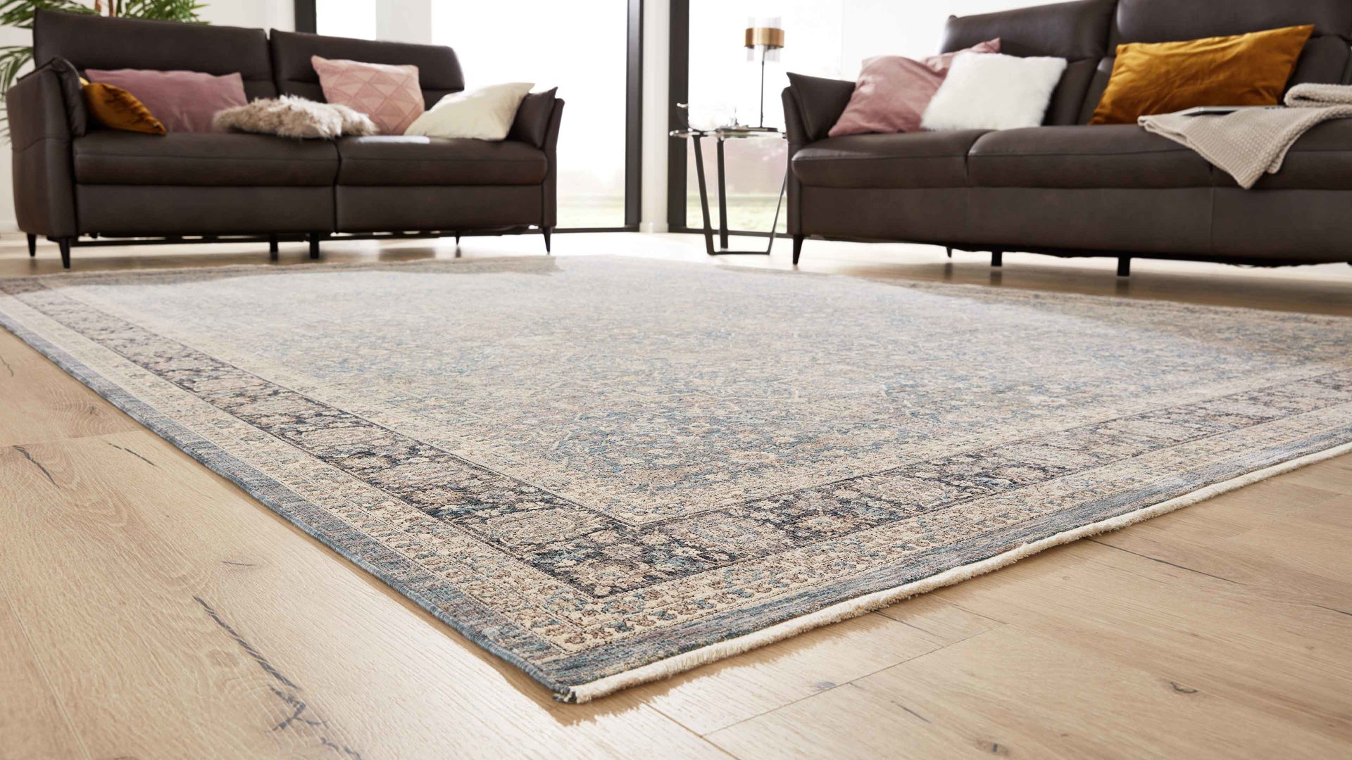 Webteppich Interliving aus Kunstfaser in Blau Interliving Teppich Serie L-8730 Blau-Blau – ca. 80 x 150 cm