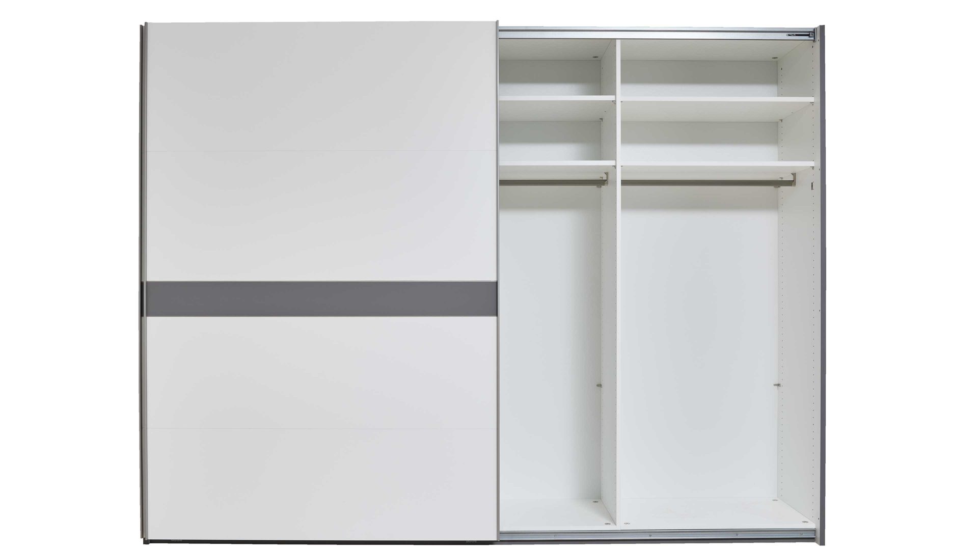 Kleiderschrank Interliving aus Holz in Weiß Interliving Kleiderschrank Serie 1207 – Schwebetürenschrank 913007 Weiß & Manhattan – zwei Türen, Breite ca. 301 cm