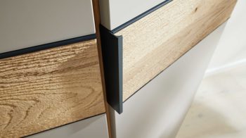 Kleiderschrank Interliving aus Holz in Grau Interliving Kleiderschrank Serie 1207 – Eckschrank Taupe & Balkeneiche - Stellfläche ca. 293 x 252 cm