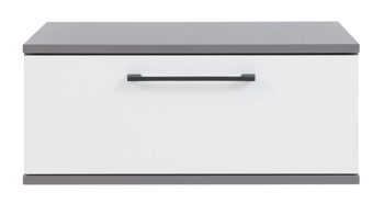 Nachtkommode Interliving aus Holz in Grau Interliving Kleiderschrank Serie 1207 – Hänge-Nachtkonsole Weiß & Manhattan – eine Schublade, Breite ca. 60 cm