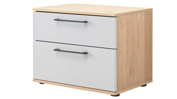 Nachtkommode Interliving aus Holz in Grau Interliving Kleiderschrank Serie 1207 – Nachtkommode 220121 Taupe & Balkeneiche – zwei Schubladen, Breite ca. 60 cm