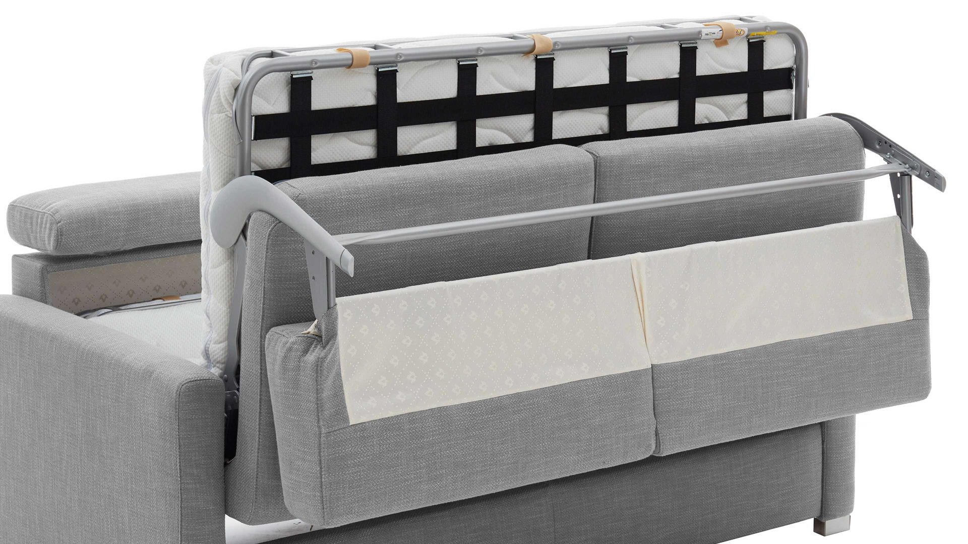 Schlafsofa comfortmaster besser sitzen, liegen, leben aus Stoff in Grau Comfortmaster Schlafsofa Maverick grauer Stoffbezug 55-6533 & Chromfüße - Breite ca. 160 cm