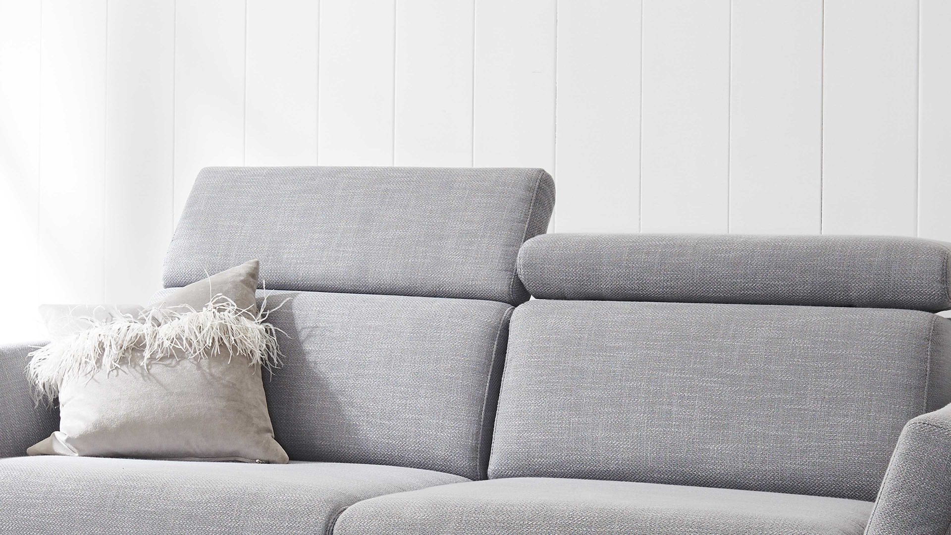 Schlafsofa comfortmaster besser sitzen, liegen, leben aus Stoff in Grau Comfortmaster Schlafsofa Maverick grauer Stoffbezug 55-6533 & Chromfüße - Breite ca. 160 cm