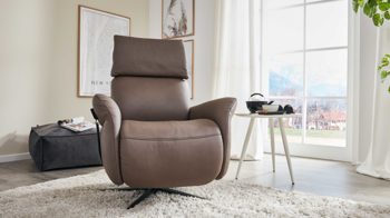 Relaxsessel comfortmaster besser sitzen, liegen, leben aus Leder in Dunkelbraun Comfortmaster 7150 - Relaxsessel 36V44 manuell - schokofarbenes LongLife-Leder LG 18 & anthrazitfarbener Sternfuß